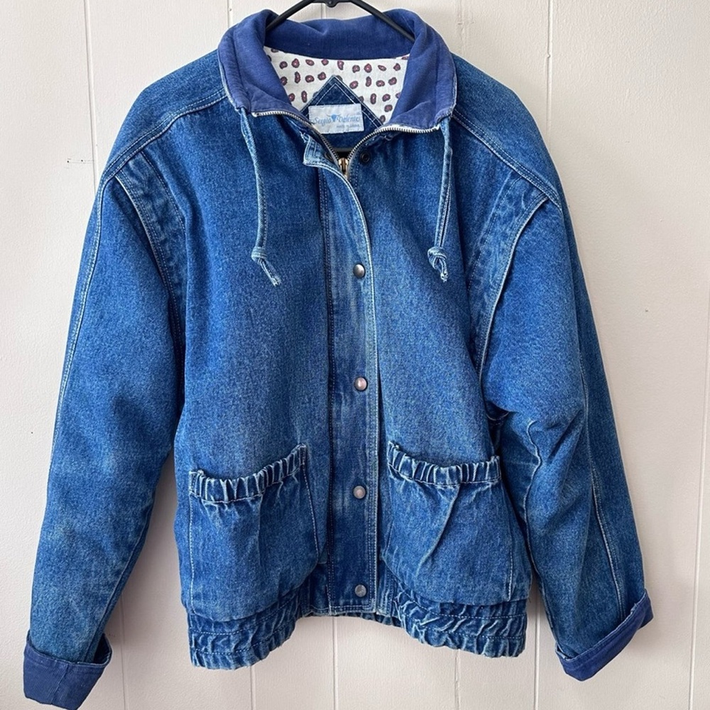 sergio valente • vintage denim jacket quilted jean barn coat 80s 90s y2k - Picture 2 of 11